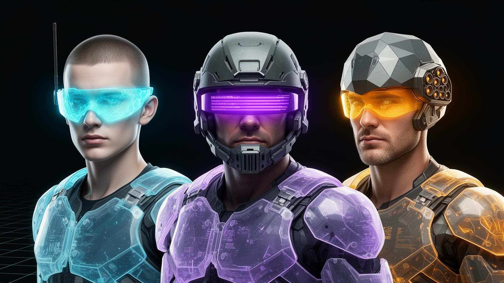 Three glowing AI teammates — Scout, Quill and Pixel